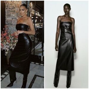 ZARA ~ Strapless Faux Leather Dress